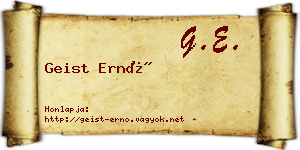 Geist Ernő névjegykártya
