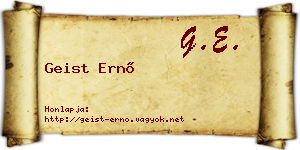Geist Ernő névjegykártya